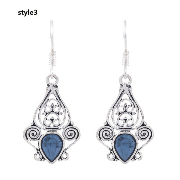 ピアス シルバー 韓国 レトロ ヴィンテージ ブルー フック ジュエリー ブラブラ ドロップ レディース 結婚式 パーティー 秋 #C214-6拍卖