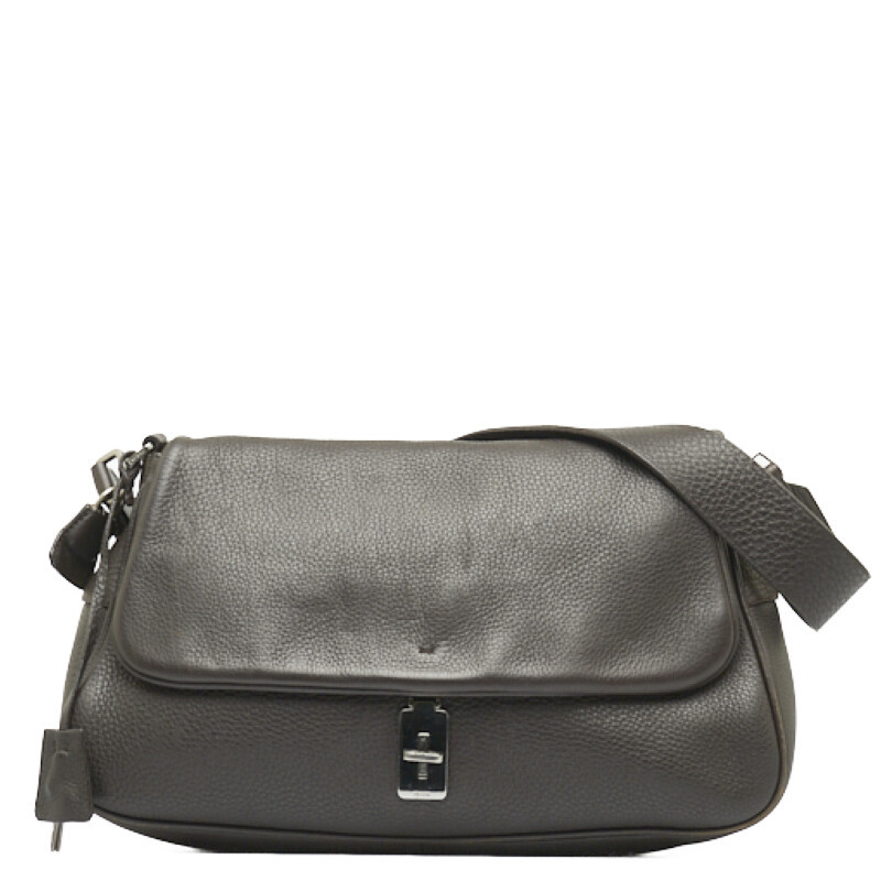 プラダ ターンロック シルバー金具 ワンショルダーバッグ ブラウン レザー レディース PRADA 【中古】拍卖