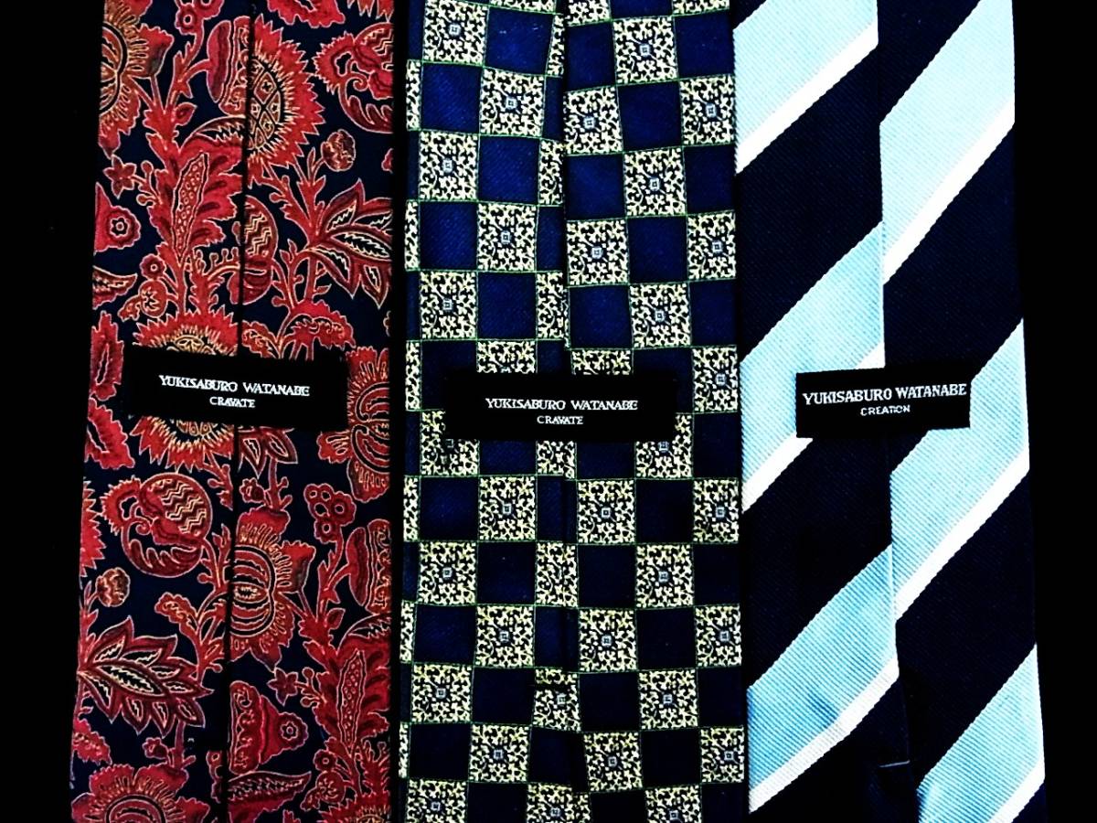C0131【3本組】●【ユキサブロウ ワタナベ】のネクタイ拍卖