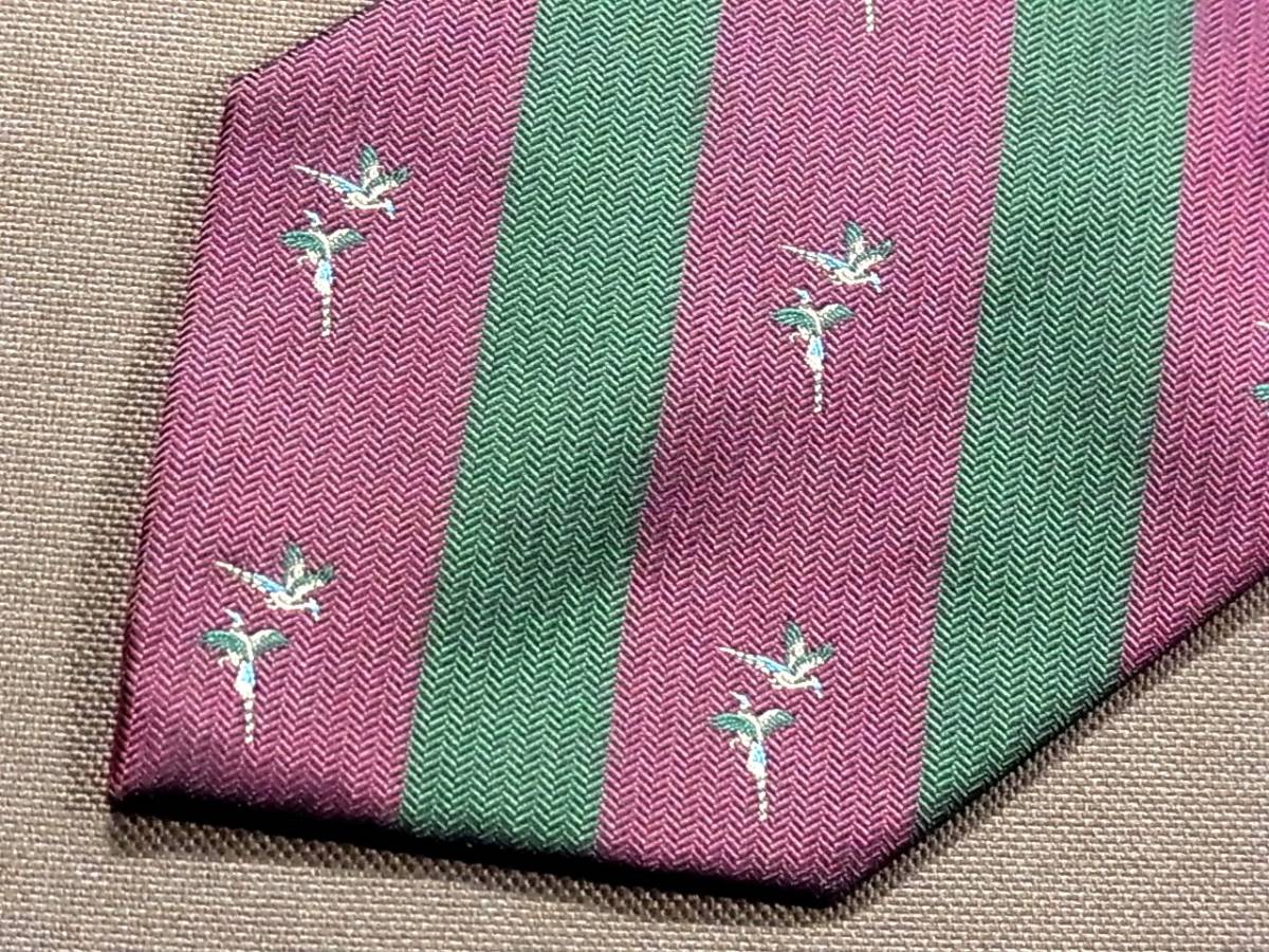 LA1044美品【鳥/刺繍/ストライプ】ネクタイ★拍卖