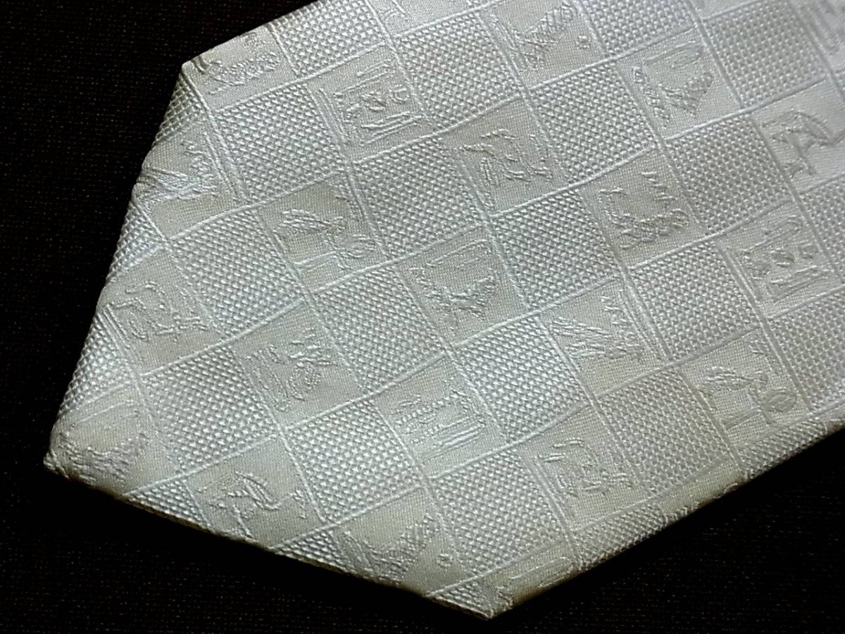 LA1162美品【象形文字/鷹/鳥/刺繍】ネクタイ★拍卖