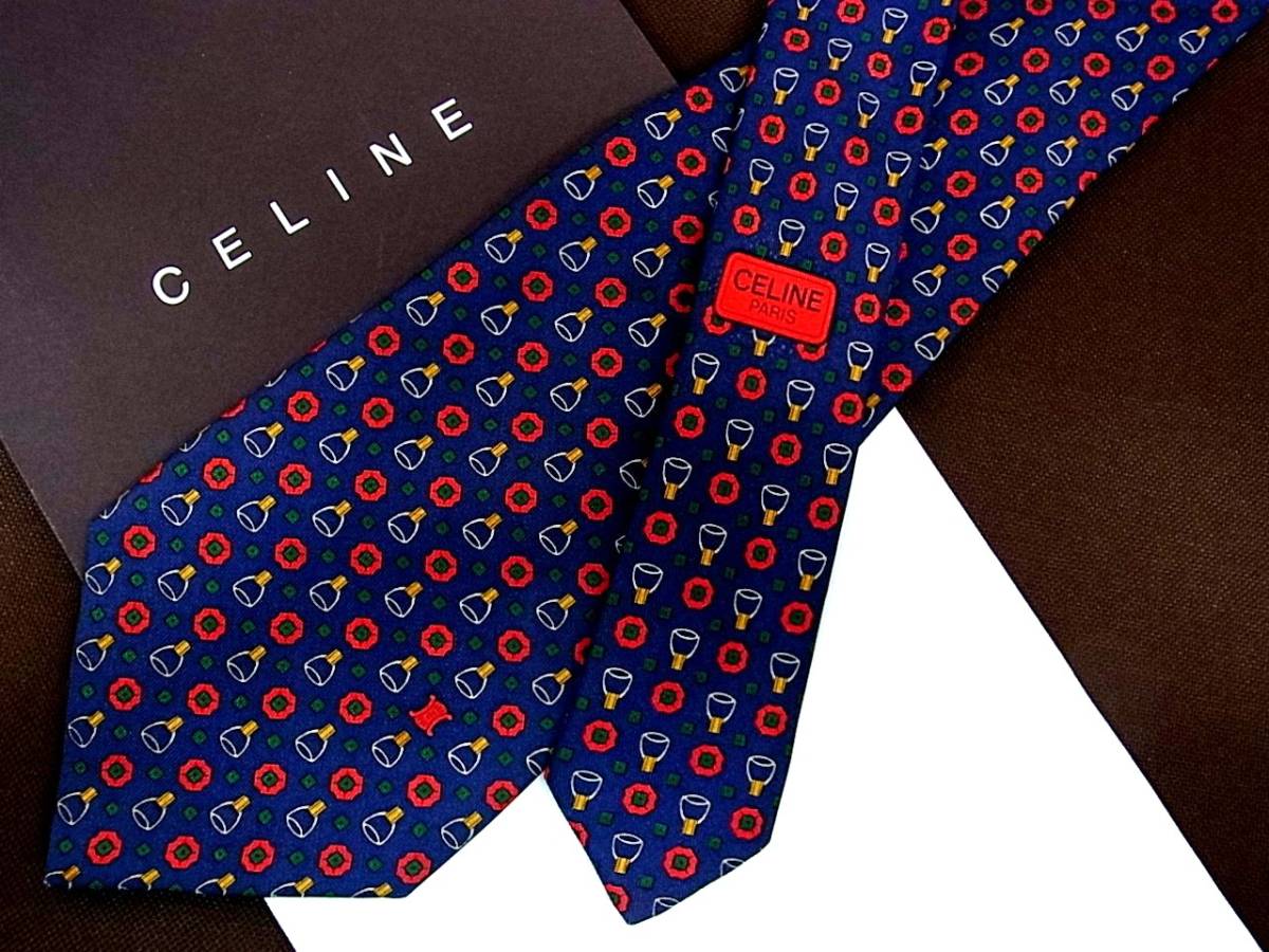 0^o^0ocl♪FK2657 セリーヌ【フラスコ・ビーカー】ネクタイ拍卖