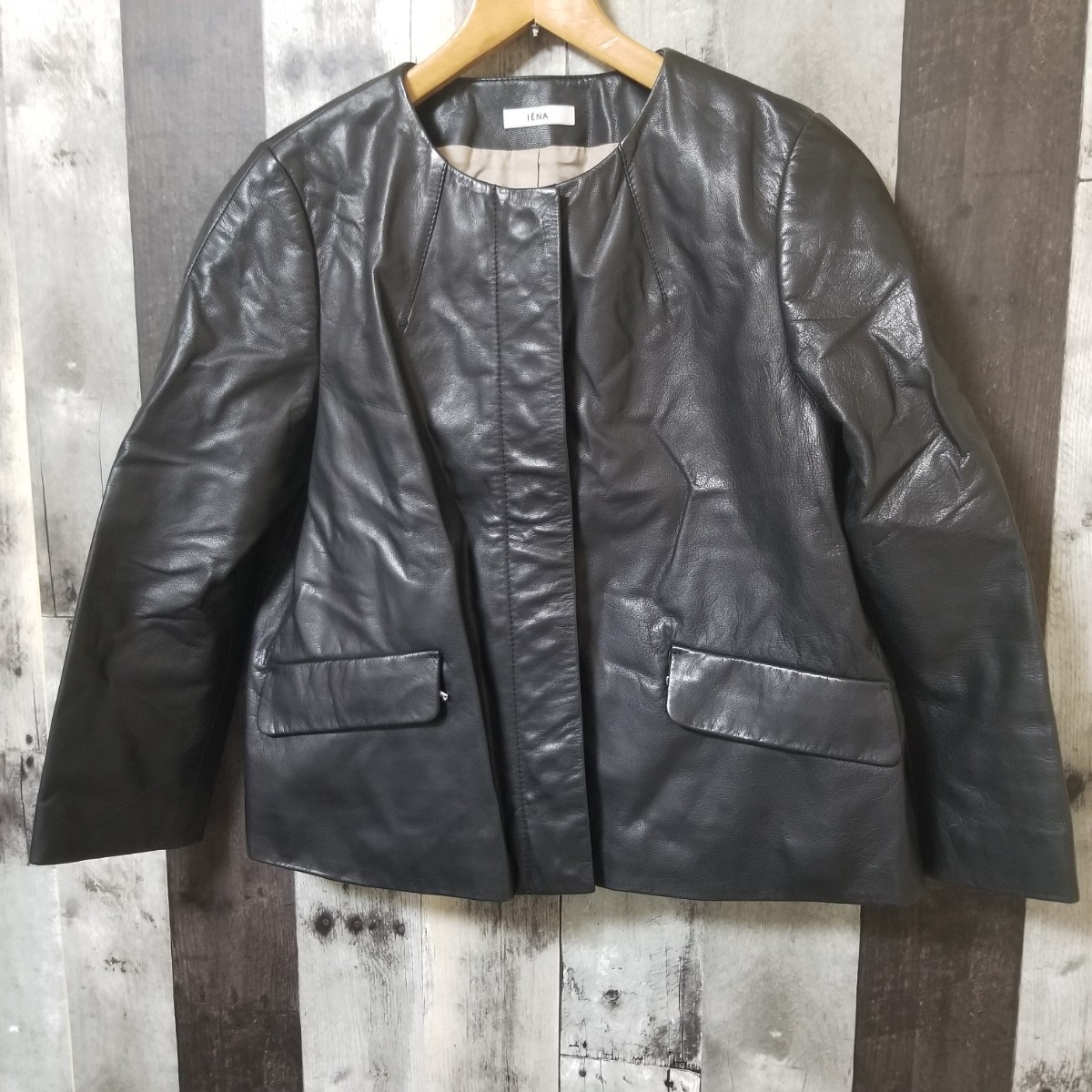 IENA イエナ レザー ジャケット サイズ38 やぎ革 ブラック系 レディース拍卖