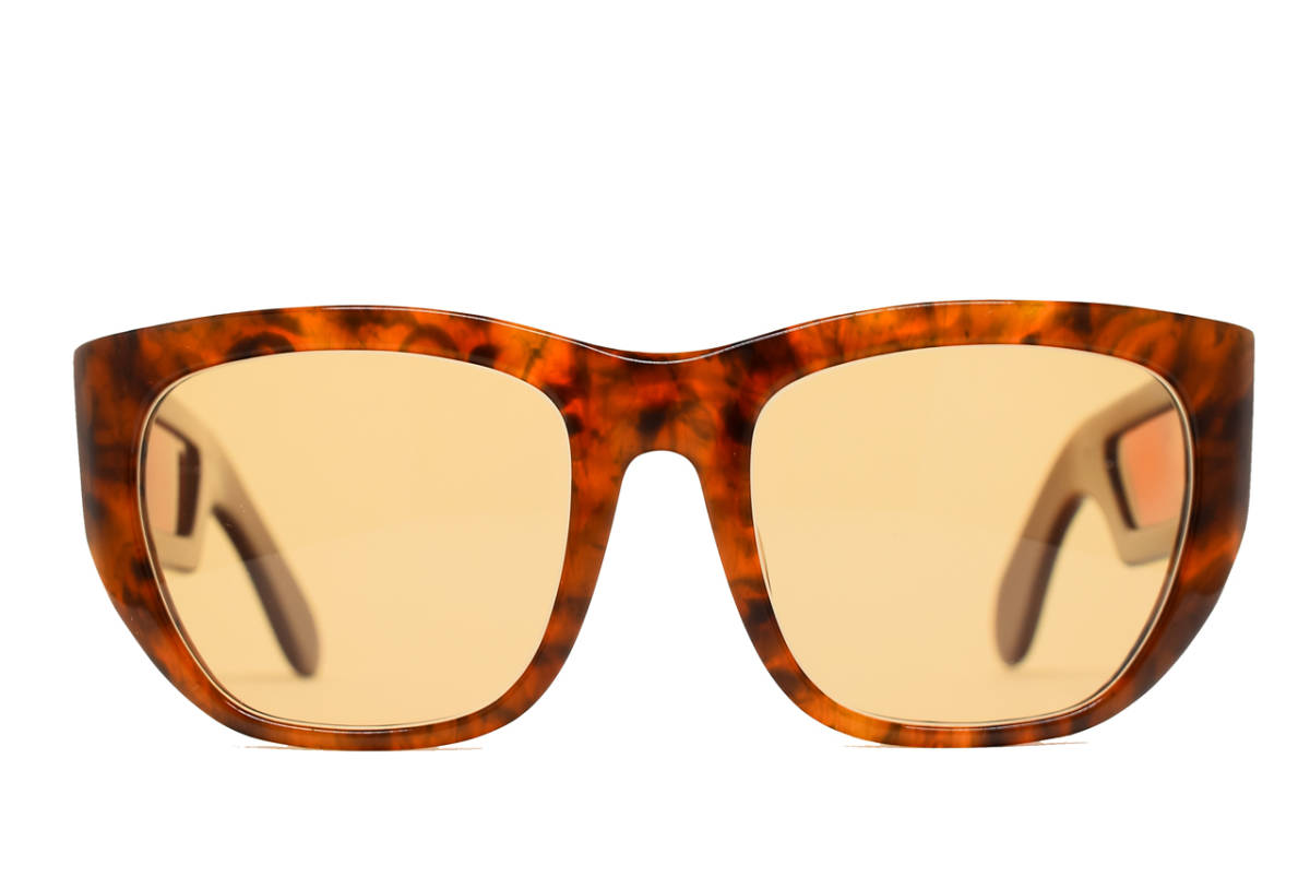 デッドストック Lunetta BADA 29-0704-52 52-21 ファットテンプル ウェリントン サングラス フレーム ブラウンデミ ヴィンテージ拍卖