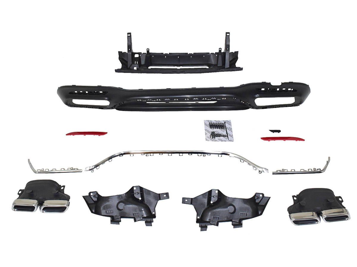 W222 リア ディフューザー マフラーカッター S63type 後期 AMGバンパー対応 メルセデス ベンツ Sクラス 国内発送 即納 カスタム エアロ拍卖