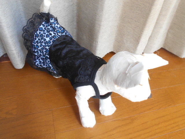 小型犬 アニマル柄スカートA ワンピース M ベロア ストレッチ拍卖