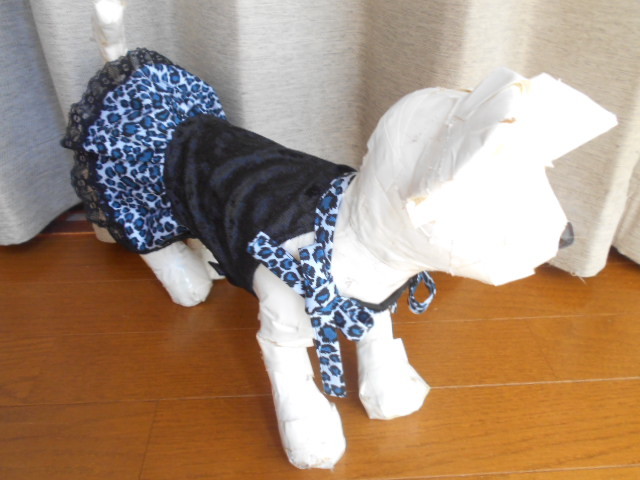 小型犬 アニマル柄スカートB ワンピース M ベロア ストレッチ拍卖