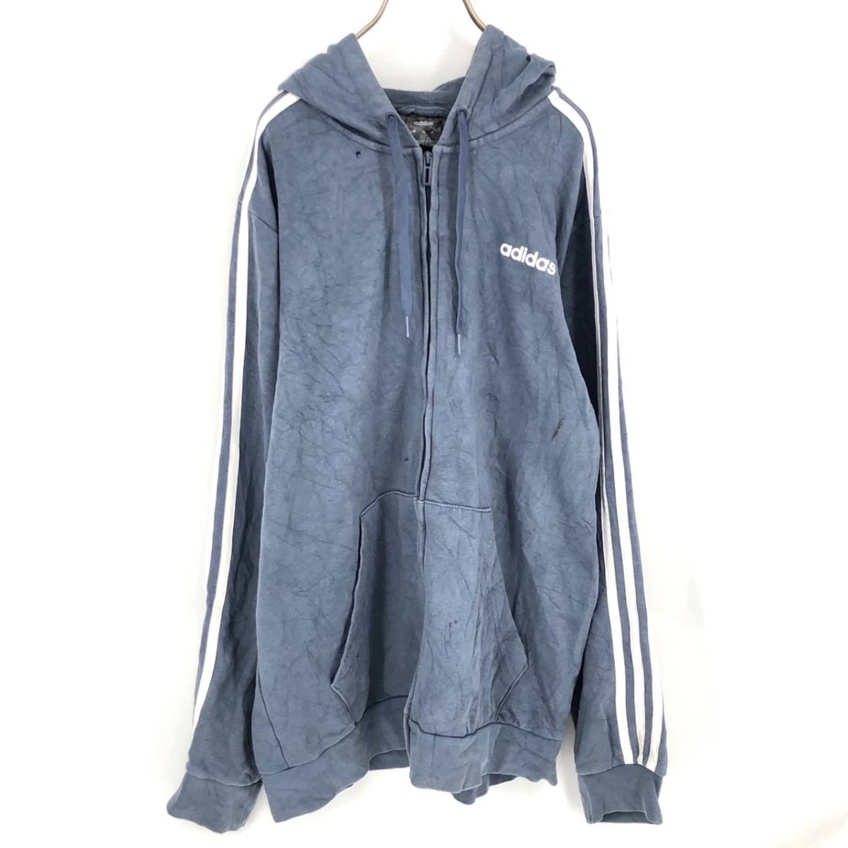 2XO adidas アディダス フルジップパーカー くすみブルー 裏起毛 長袖 リユース ultramto pa0304拍卖