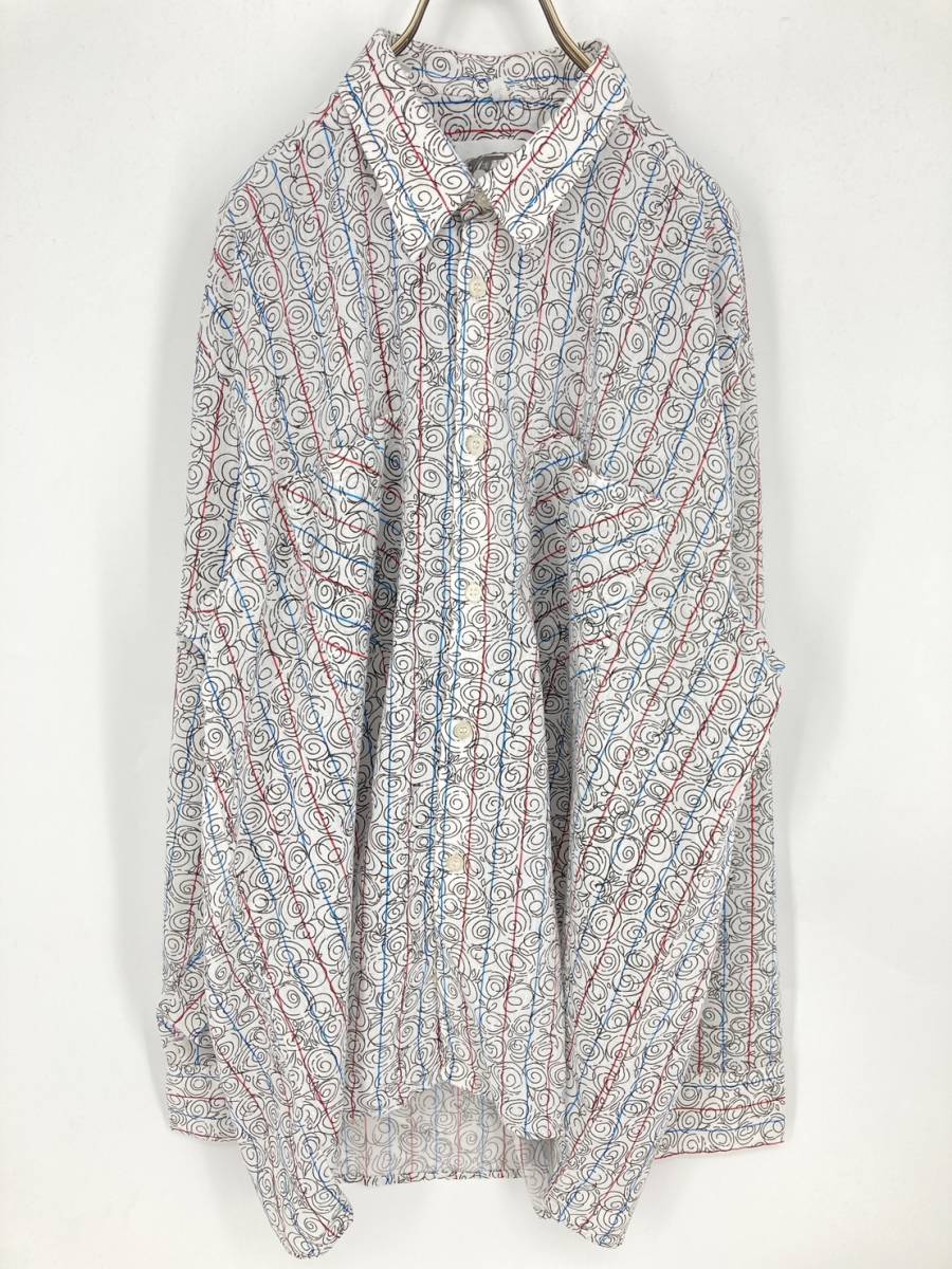43/44 creativ shirt collection シャツ ホワイト 総柄 長袖 リユース ultramto sh0189拍卖