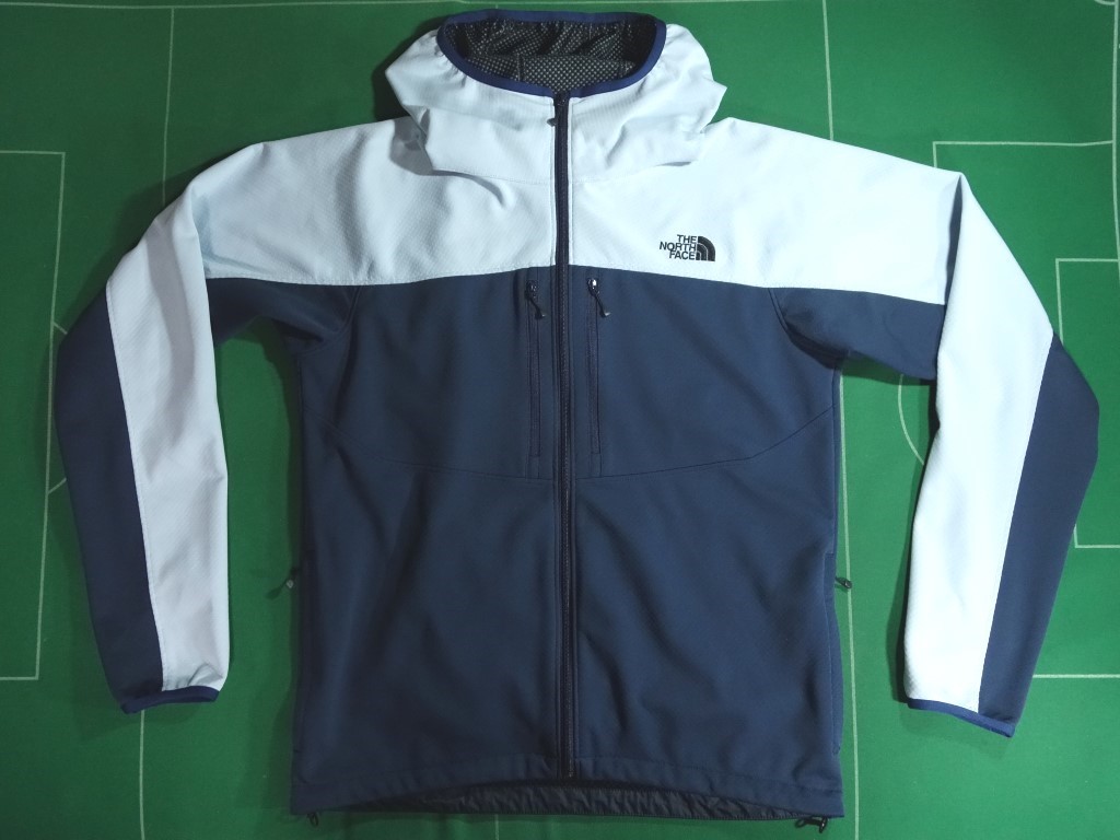 ▲ノースフェイス 防風・高透湿ソフトシェル V3 ユニバーサル フーディ コズミックブルー/トフィーノブルー L 美品!!!▲拍卖
