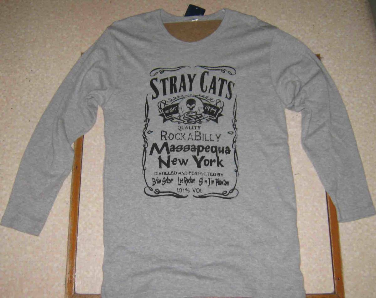 STRAY CATS ストレイ・キャッツ ROCKABILLY グレー ロンT Lサイズ 【新品 未使用】拍卖