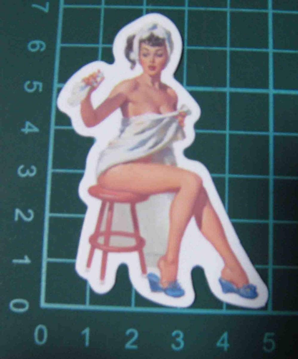 PIN-UP GIRL 風呂上がりの美女 ◆ 防水ステッカー拍卖