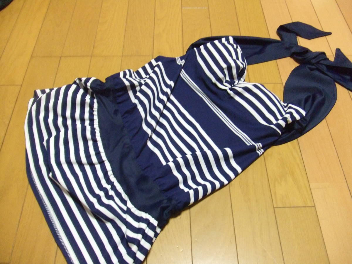 ネイビー ボーダー ★ レディース水着 水着 セパレート タンキニ 上のみ サイズ9M 448拍卖