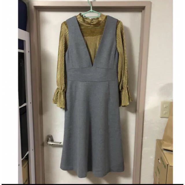 5.4万アドーア ADORE ウールAラインワンピースジャンパースカート拍卖