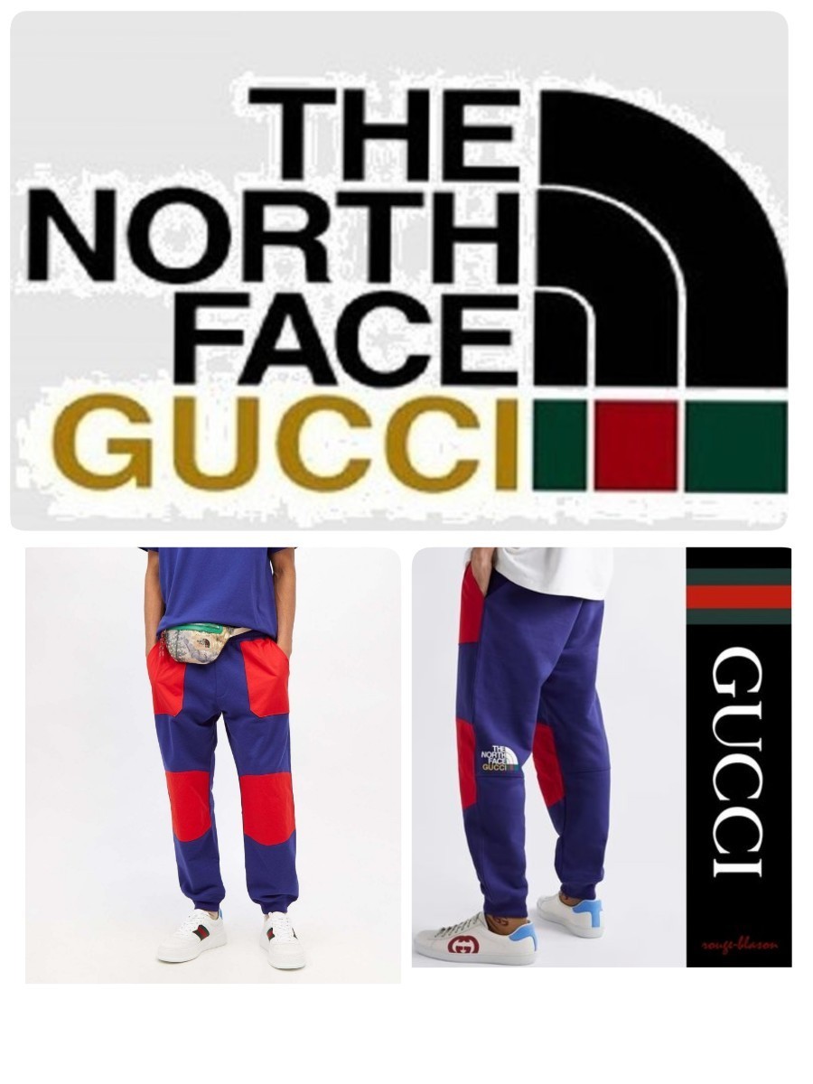 新品正規 Мサイズ  THE NORTH FACE x GUCCI ノースフェイス×グッチ  XJDRN 切替ロゴプリントロングパンツ 拍卖