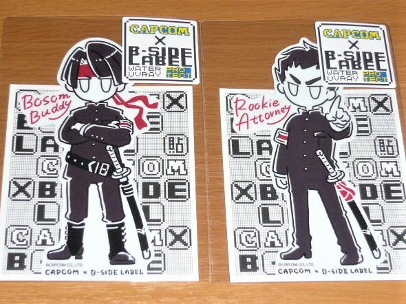 ◆逆転裁判 ステッカー◆亜双義&成歩堂 デフォルメ 2枚◆B-SIDE LABEL◆カプコン◆拍卖
