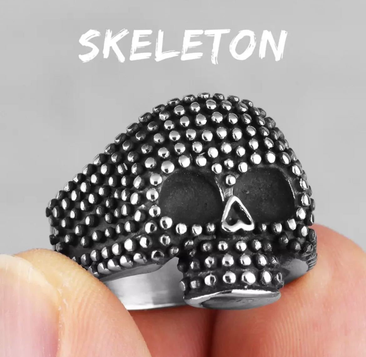 LHH978★要1サイズ選択 ドクロ指輪 リング 指輪 頭蓋骨 アクセサリー ステンレス クール ガイコツ 髑髏 骸骨 ドクロ スカル拍卖