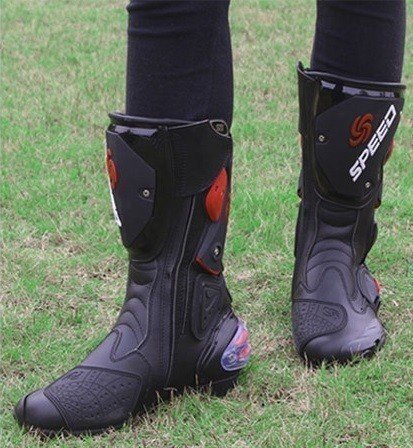 lyw286★ ツーリングブーツ メンズ オフロード ロング レーシングブーツ バイク品靴 ミドル ガード 大きいサイズ 黒・42サイズ・260拍卖