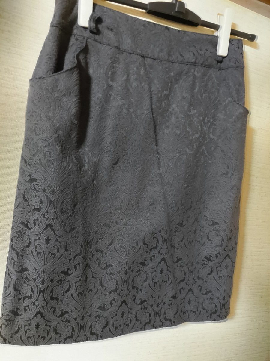 ファナー ギャルフィット/タイトミニスカート Mサイズ 黒灰色 レース模様拍卖