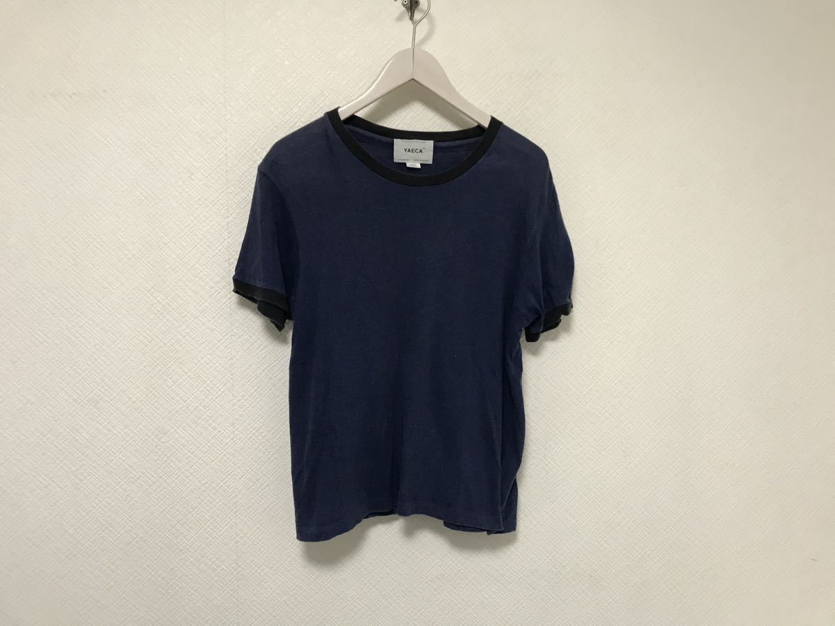 本物ヤエカYAECAコットン半袖Tシャツメンズサーフアメカジミリタリービジネススーツ紺ネイビーS日本製拍卖
