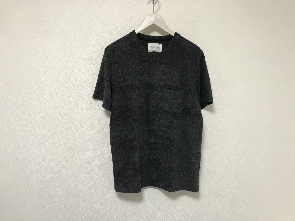 本物エディフィスEDIFICEコットンタオル生地半袖TシャツメンズサーフアメカジミリタリービジネススーツグレーブラックL黒48日本製拍卖