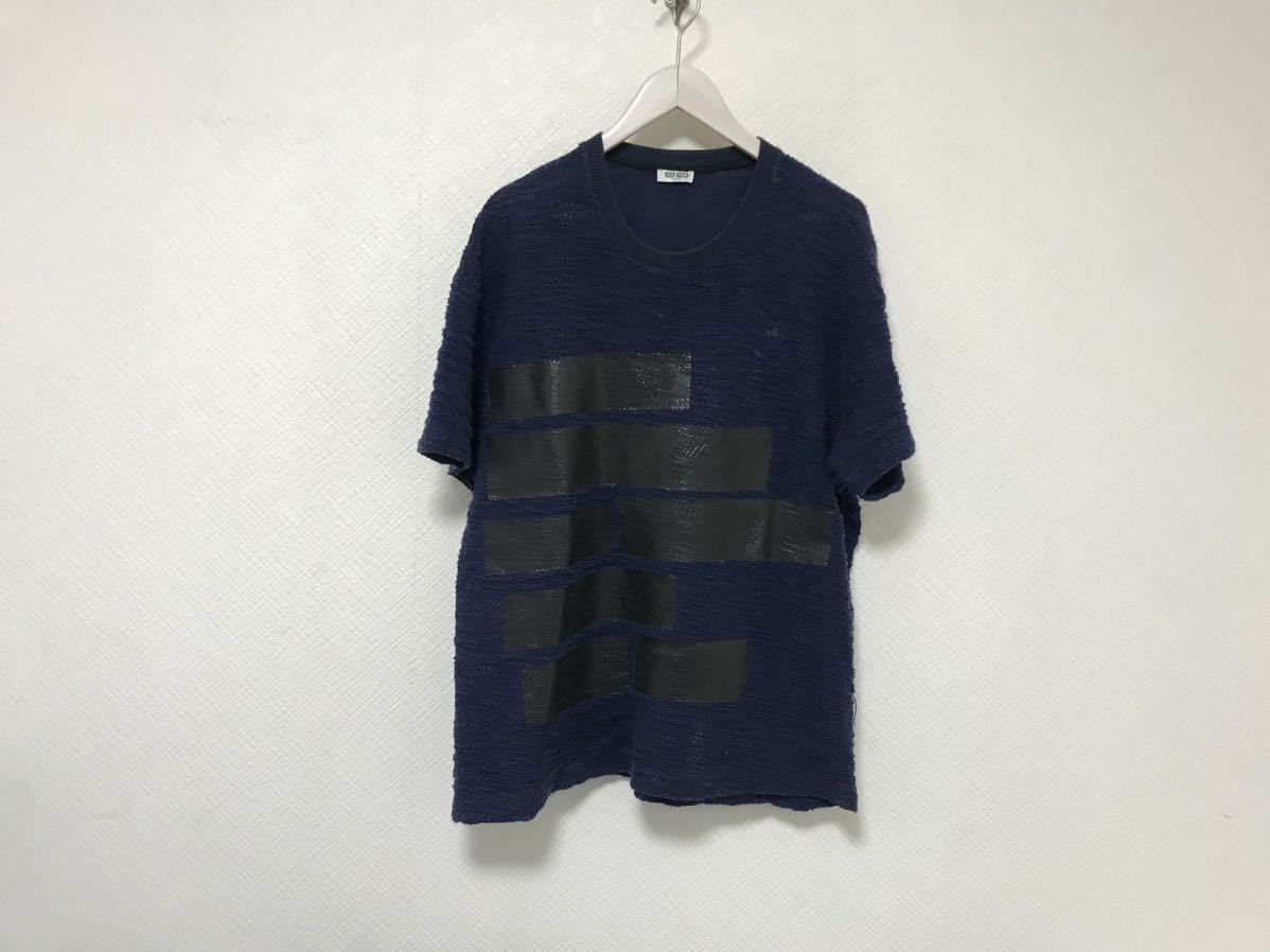 本物ケンゾーKENZOコットン麻リネンタオル生地プリント半袖Tシャツメンズサーフアメカジミリタリービジネススーツ紺ネイビーSポルトガル製拍卖