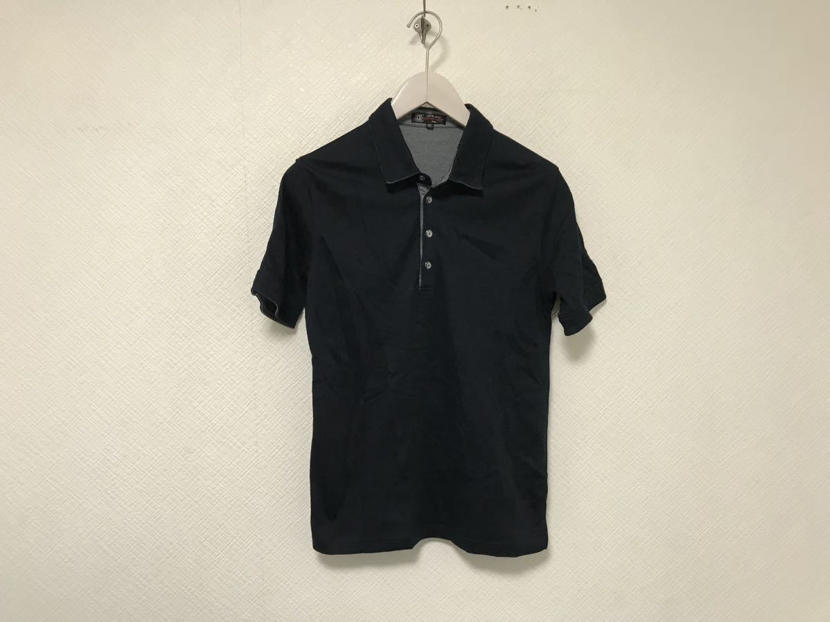 本物ミッシェルクランオムMICHEL KLEIN HOMMEコットンタイト半袖ポロシャツメンズアメカジサーフミリタリービジネススーツXL黒ブラック50拍卖