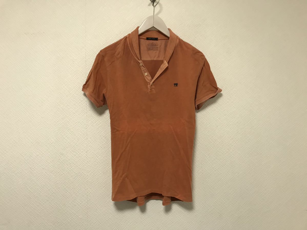 本物スコッチアンドソーダSCOTCH&SODAコットンロゴ刺繍半袖ポロシャツメンズアメカジサーフミリタリービジネスオレンジSトルコ製拍卖