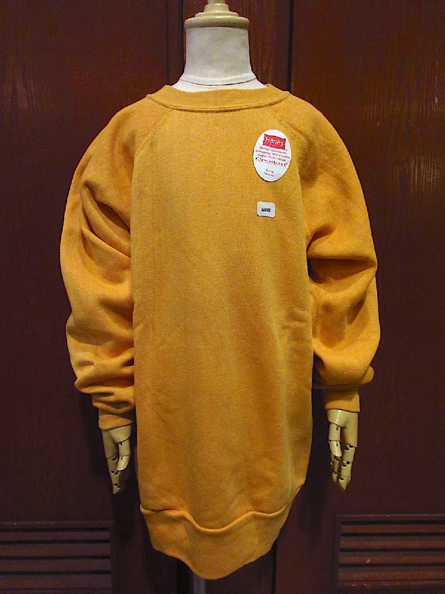 ビンテージ60's●DEADSTOCK Hanesキッズ裏起毛ラグランスウェットマスタードsize L●230920c6-k-sws 1960sデッドストックトレーナー拍卖