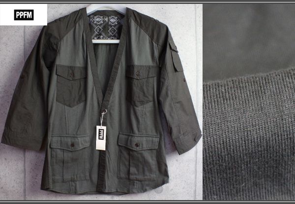 新品PPFM/ペイトンプレイス春夏2wayカットソージャケットS緑拍卖