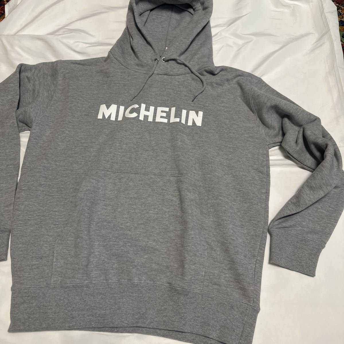 完売品 ミシュラン プルオーバーパーカー PO Sweat Hoodie Michelin 10オンス ピースネーム 肉厚 カラー グレー サイズL拍卖