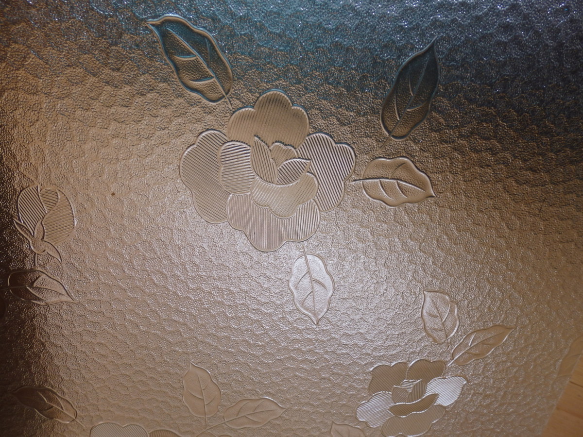 10104123■ばら■ローズ■型板ガラス■レトロガラス■約300mm×300mm×2mm拍卖