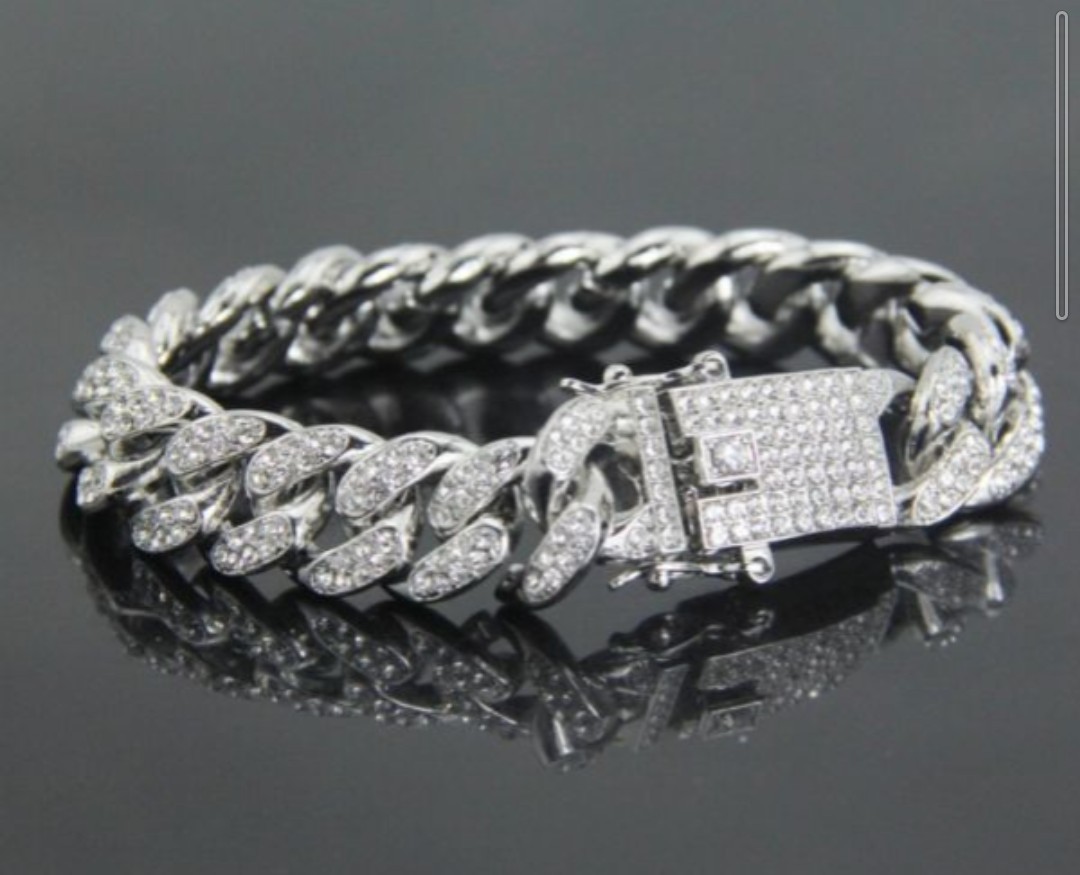 【6】1円スタート 新品 プラチナ ダイヤモンドCZ 喜平ブレスレット バングル 約42グラム 20㎝ 上質 質感 高級感 格安 メンズレディース拍卖