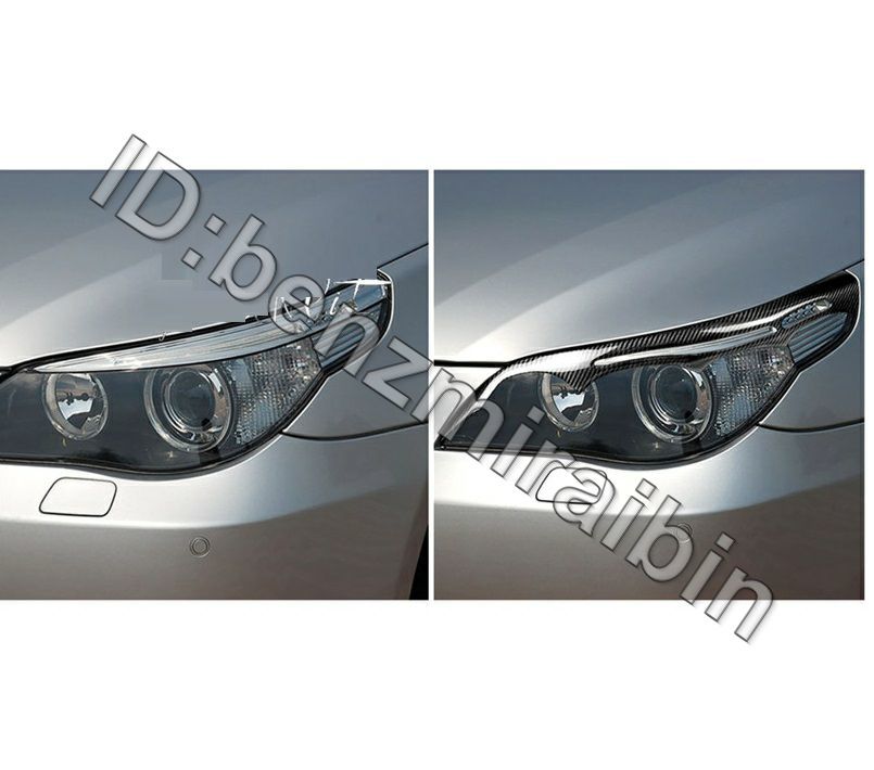 BMW E60 5シリーズ04-2011 カースタイリング アクセサリー カーボン柄 ヘッド ライト フロント ヘッド ランプ トリム ステッカーE61拍卖