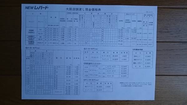 昭和61年4月・F31・レパード・初期型・価格表 カタログ・無拍卖