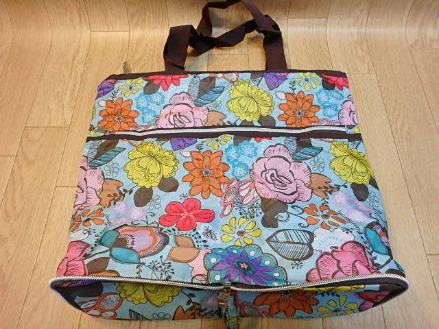 n112u 花柄 エコバッグ flower spring ファスナー ショッピングバッグ かばん 中古拍卖