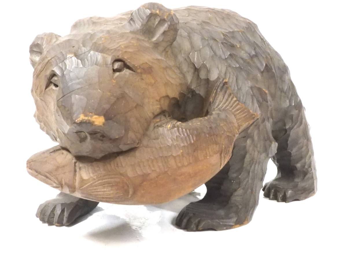 世界に誇れるクオリティ!昭和ビンテージ 北海道アイヌ民芸品 阿寒湖 木彫り熊 1959年7月24日刻印有り 幅20cm 奥行き12cm 高さ13cm KIF509拍卖