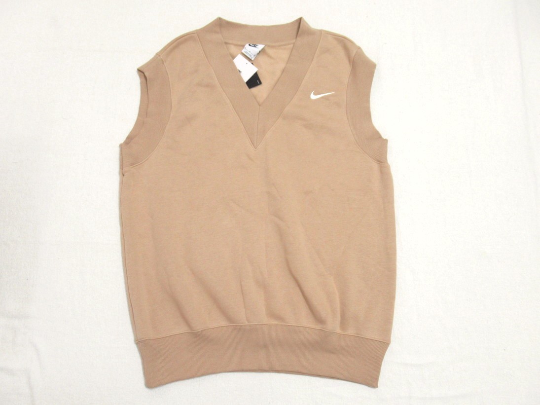 NIKE NSW スタイル フリース ベスト スウェット ベージュ M ナイキ スウェット ルーズフィット ゴルフ 制服 DQ6760拍卖