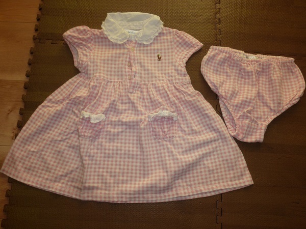 Ralph Lauren ラルフローレン ギンガムチェック 半袖ワンピース ピンク色 12M(80サイズ)拍卖