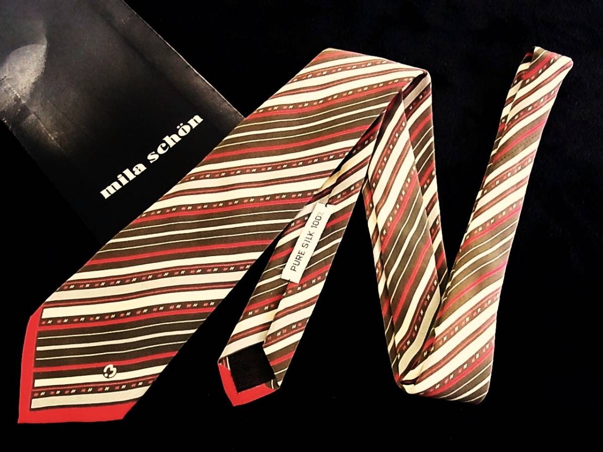 ■E0795Y●良品●ミラショーン【Mロゴ入】ネクタイ拍卖