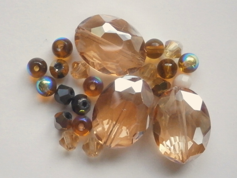 ガラスビーズ★オーバル★ブラウン系★e拍卖