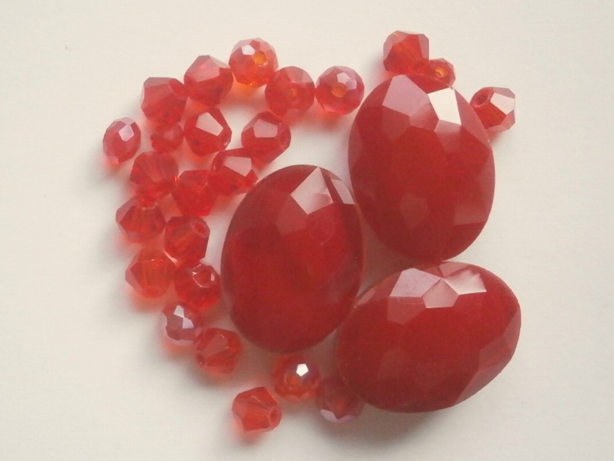 ガラスビーズ★オーバル★レッド系★c拍卖