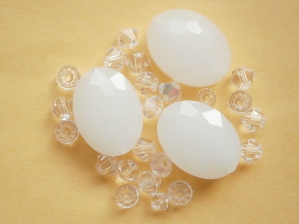 ガラスビーズ★オーバル★ホワイト系★E拍卖