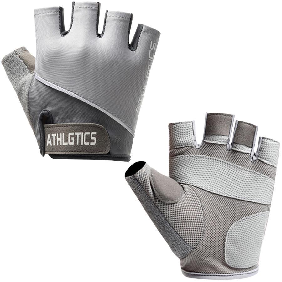 冷感ハーフフィンガーグローブ サイクルグローブ 滑り止め 吸汗速乾 指なし手袋 ひんやり 高伸縮 自転車 バイク 男女兼用 グレー拍卖