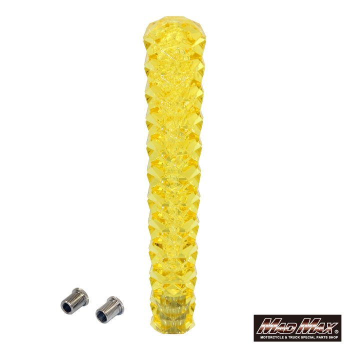 トラック用品 シフトノブ スパーク 250mm イエロー 12*1.25 変換アダプター付/ハイエース ラジアルエース キャリー サンバー【送料800円】拍卖