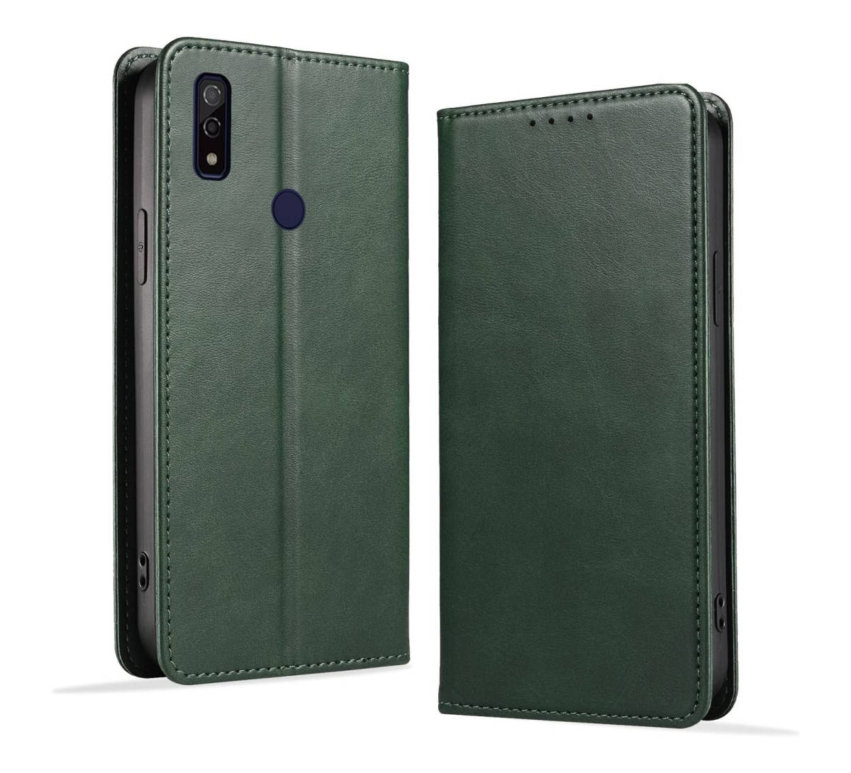 Arrows We f-51bケース 手帳型 軽量 マグネット式 カード収納 スタンド機能 衝撃吸収 落ち着いた色 スマホケース グリーン ay668拍卖