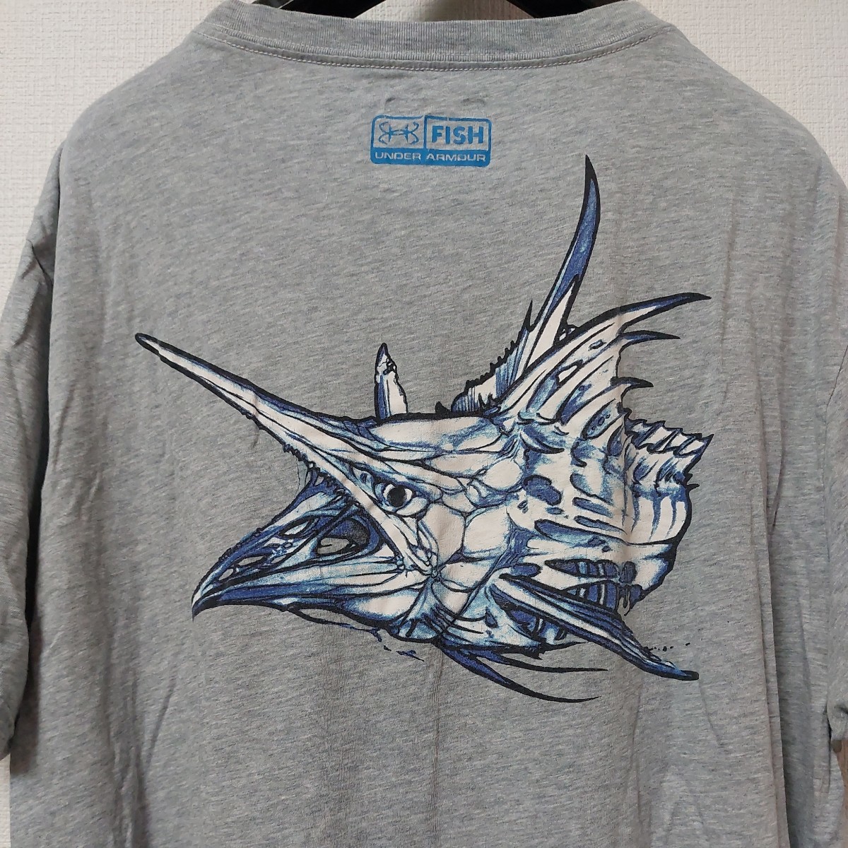アンダーアーマー UNDAR ARMOUR 半袖 ロゴ Tシャツ 釣り フィッシング カジキ グレー XL 05I1703拍卖