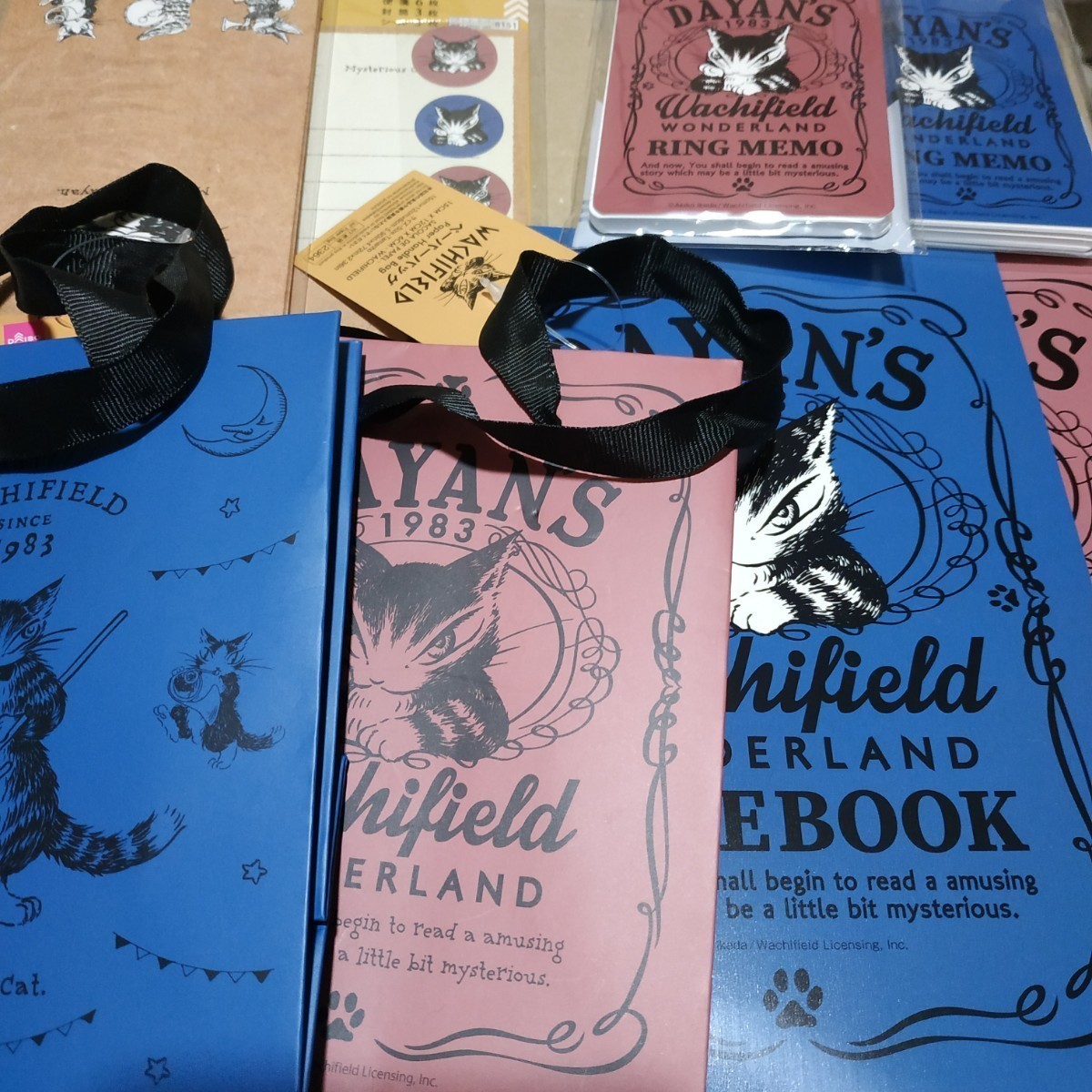 ダヤン8点セット 未開封 レターセット ぽち袋 ノート赤青 リングメモ赤青 ペーパバッグ赤黒 WACHIFIELD わちふぃーるど 食品可拍卖