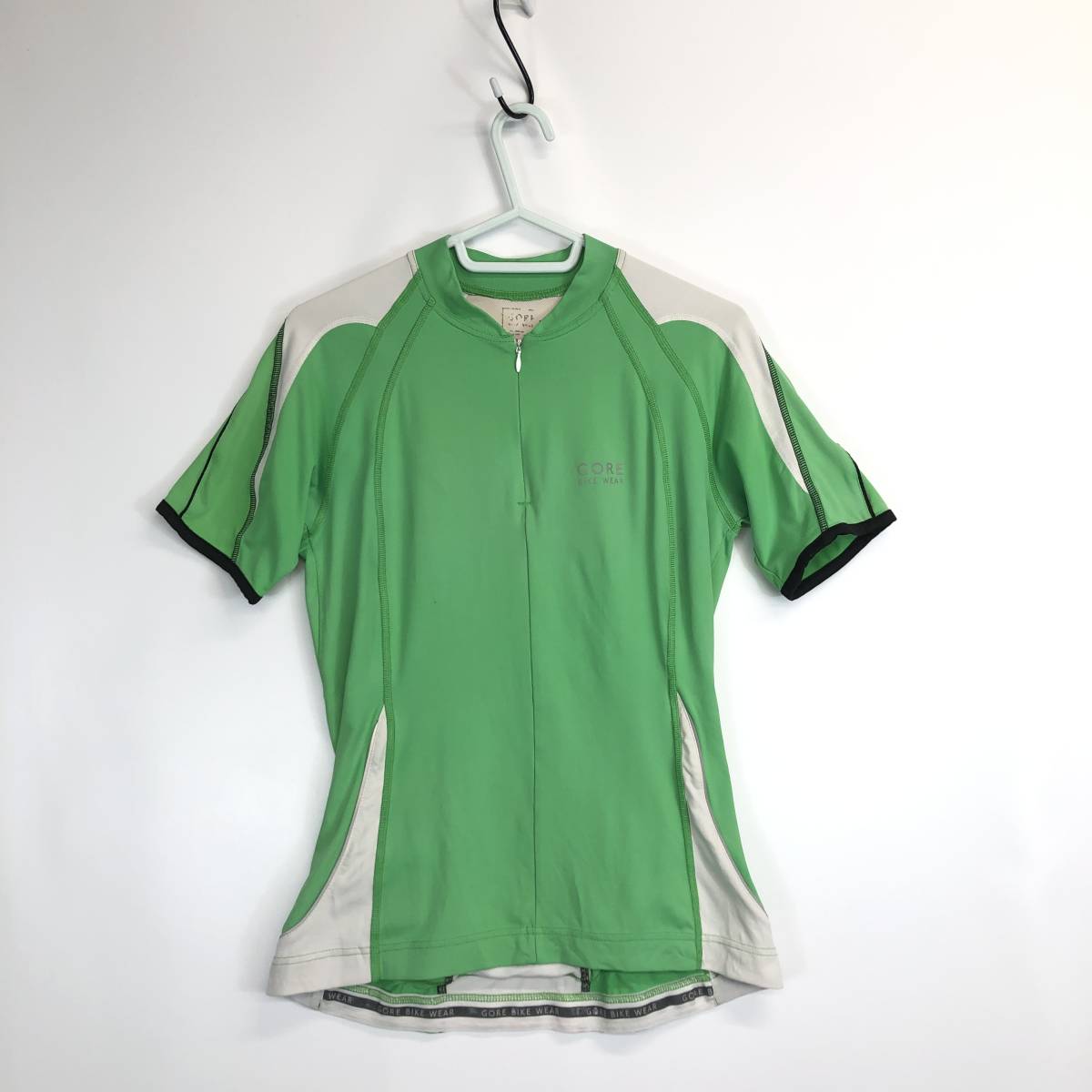 ゴアバイクウェア GORE BIKEWEAR 半袖ハーフジップ サイクルジャージ リーフグリーン Lサイズ 内タグカット拍卖