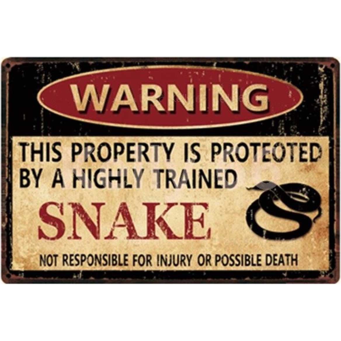 A2822 メタル サイン 金属 製 ブリキ 看板 プレート 店 注意 警告 危険 防犯 動物 ペット 爬虫類 へび 蛇 ヘビ【4570】拍卖
